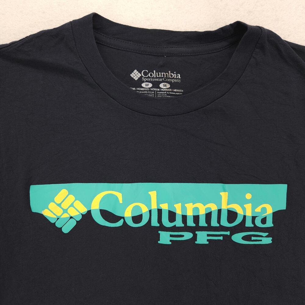 Columbia PFG Short Sleeve Crew Neck Graphic T Shirt Mens Size Medium M Navy Blue